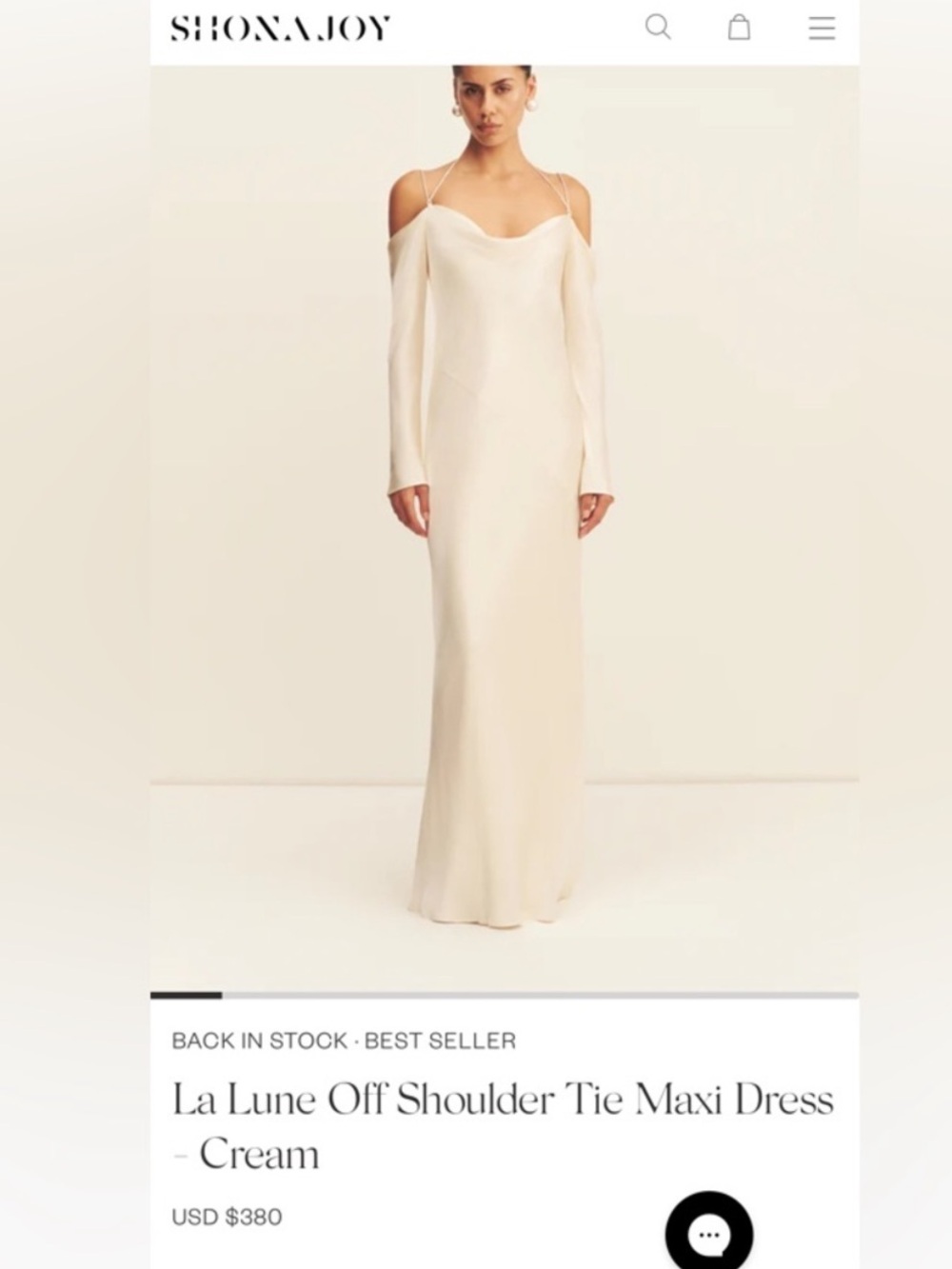 Shona Joy La Lune Off-Shoulder Tie Dress - Cream